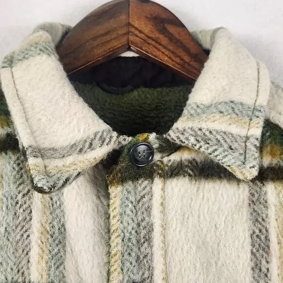 Lee Wald Weatherpal Plaid Wool Shirt Jacket Men's M Fleece Lined Vintage